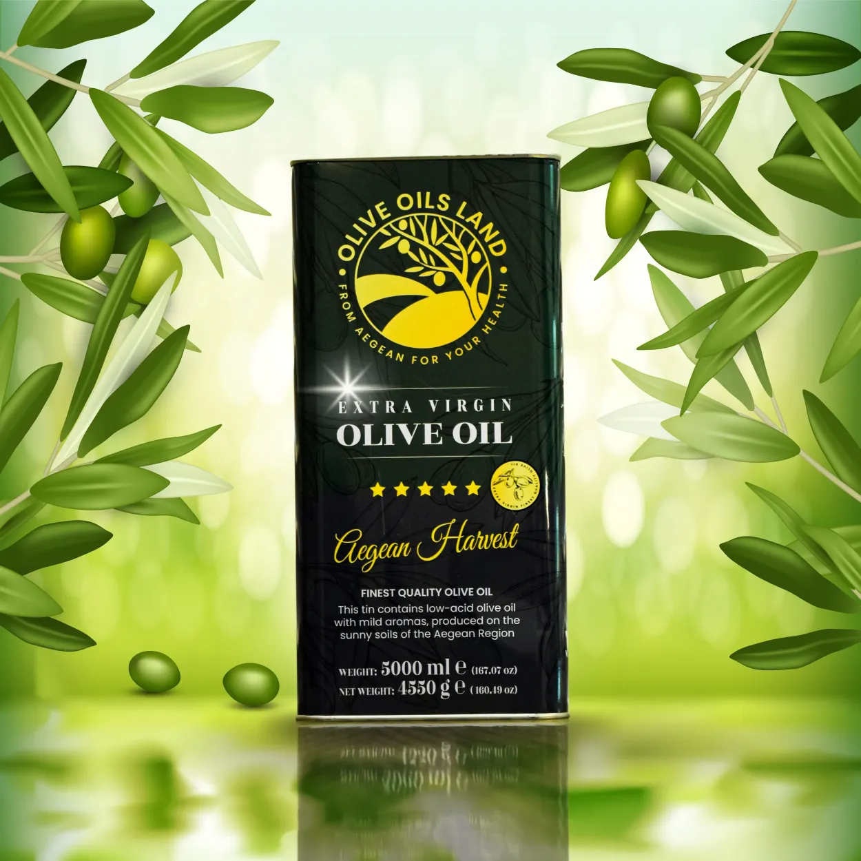Olive Oils Land Extra Virgin Olive Oil 5000 ML (Tin)