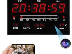 LED Digital Number Clock with Hidden Wi-Fi Camera