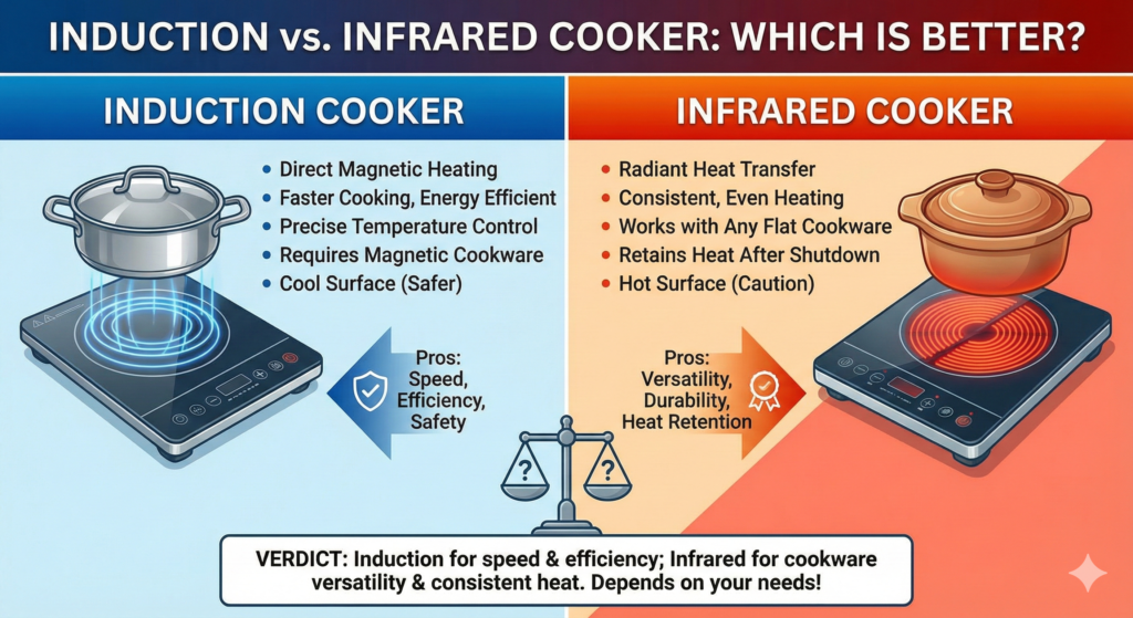Which is better induction or infrared cooker